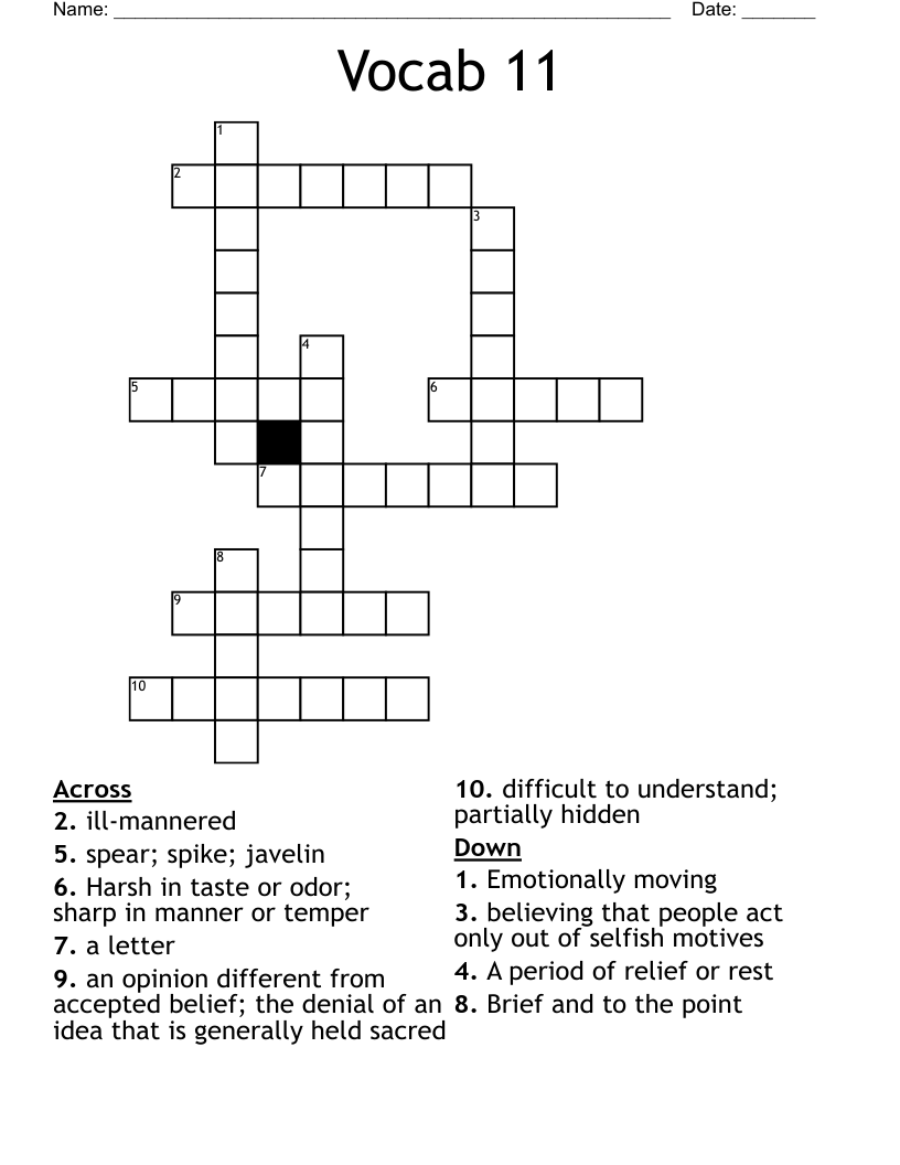 Vocab 11 Crossword WordMint