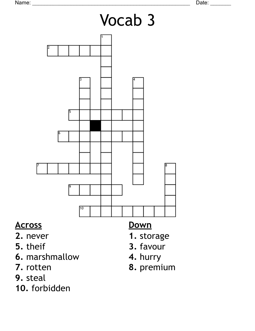 Vocab 3 Crossword WordMint