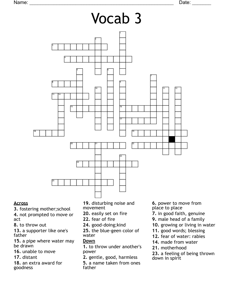 Vocab 3 Crossword WordMint