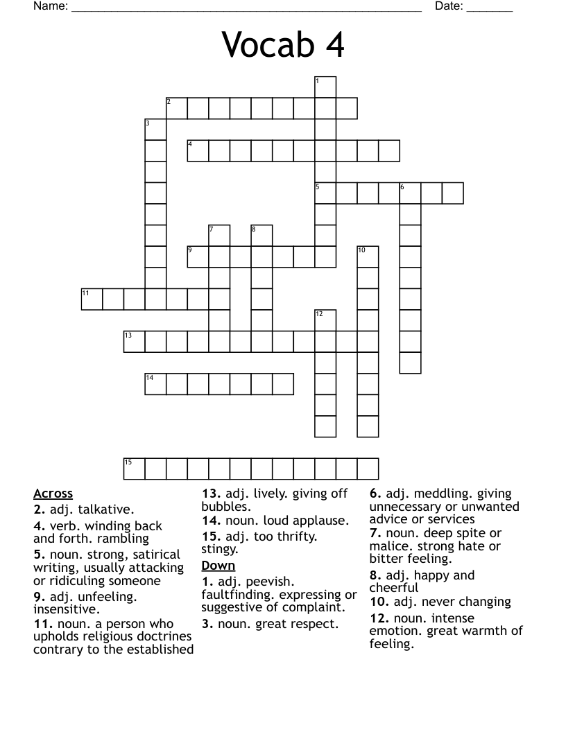Vocab 4 Crossword WordMint