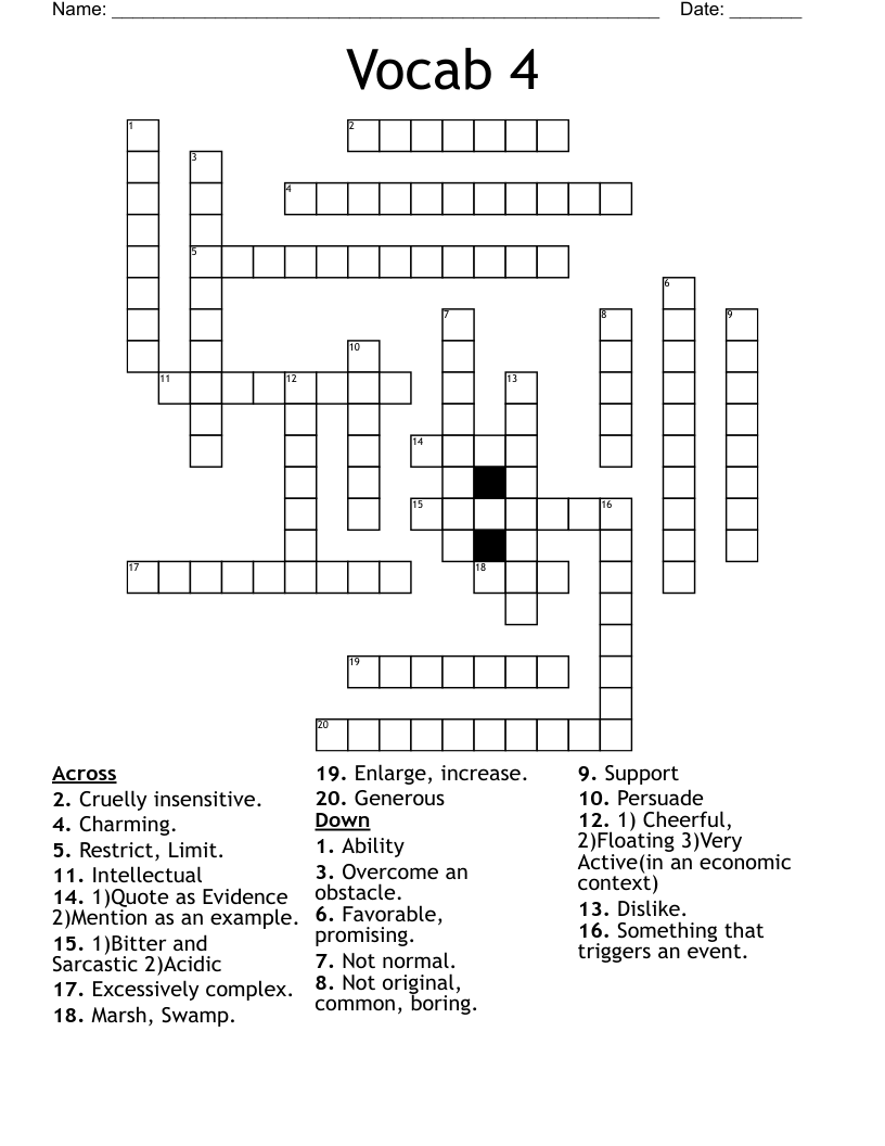 Vocab 4 Crossword WordMint