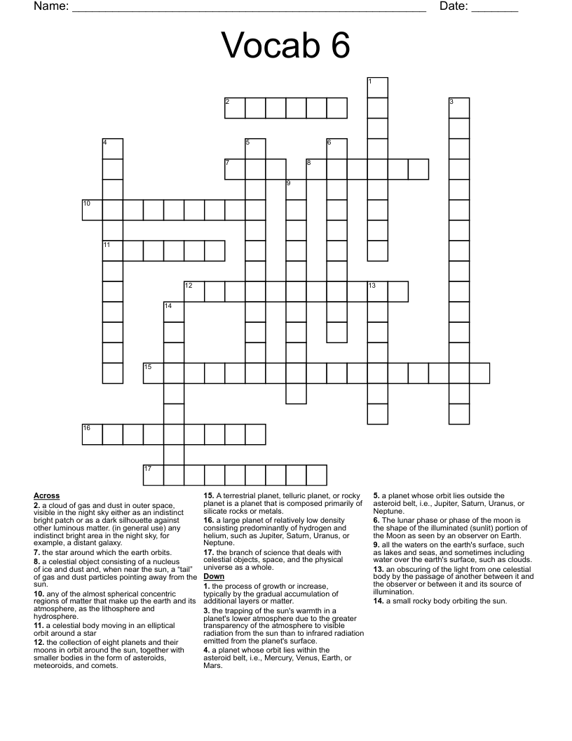 Similar to Astronomy Crossword Puzzle WordMint