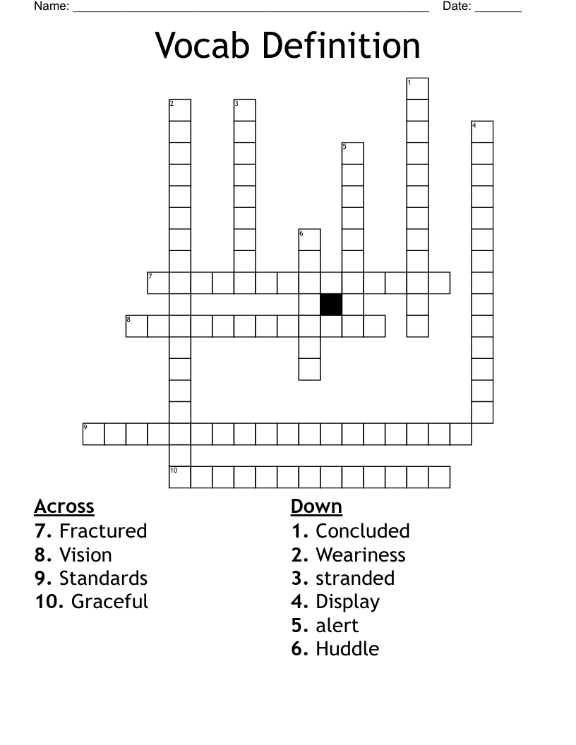 Vocab Definition Crossword WordMint