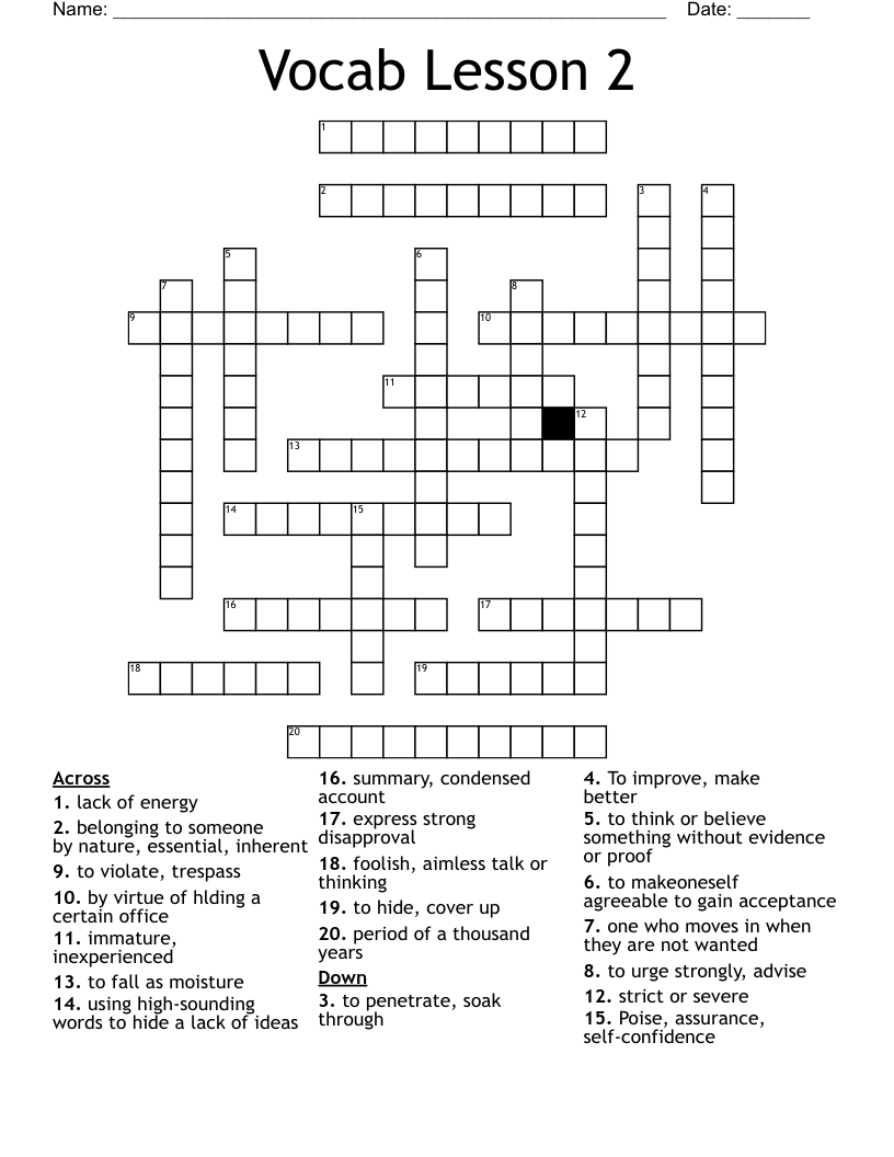 Vocab Level F Unit 2 Crossword WordMint