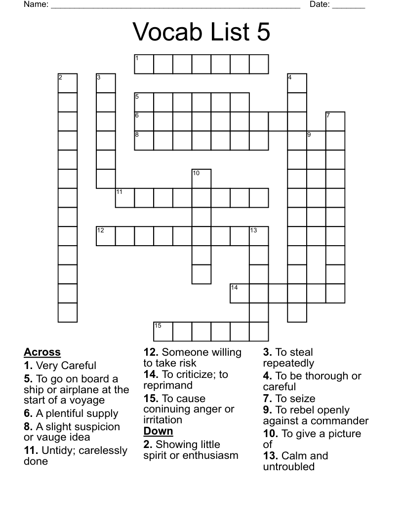 lesson 5 Crossword WordMint