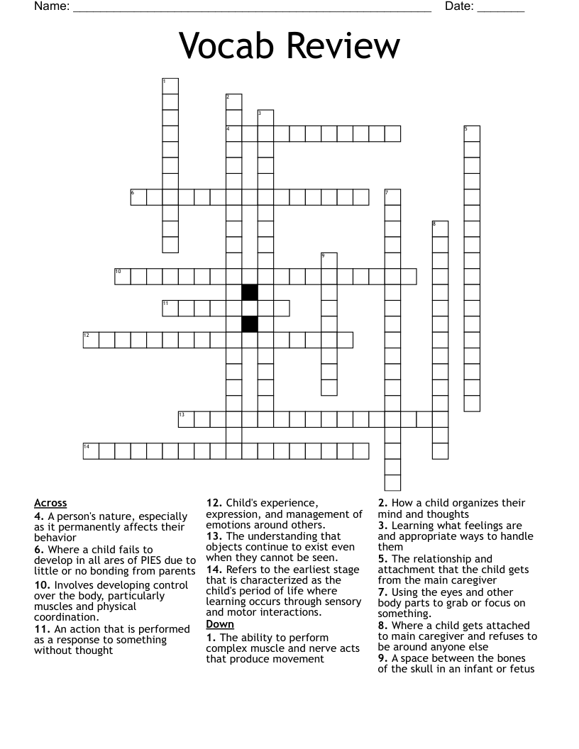 Vocab Review Crossword WordMint