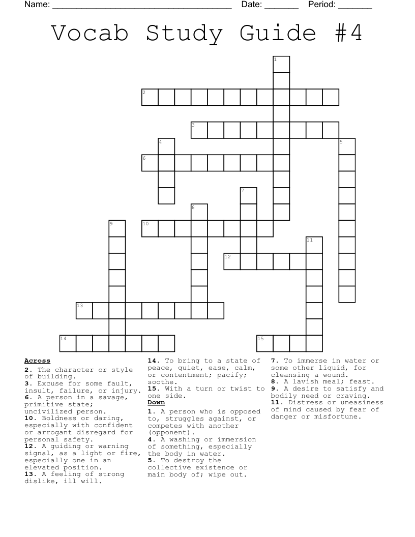 Vocab Study Guide 4 Crossword WordMint