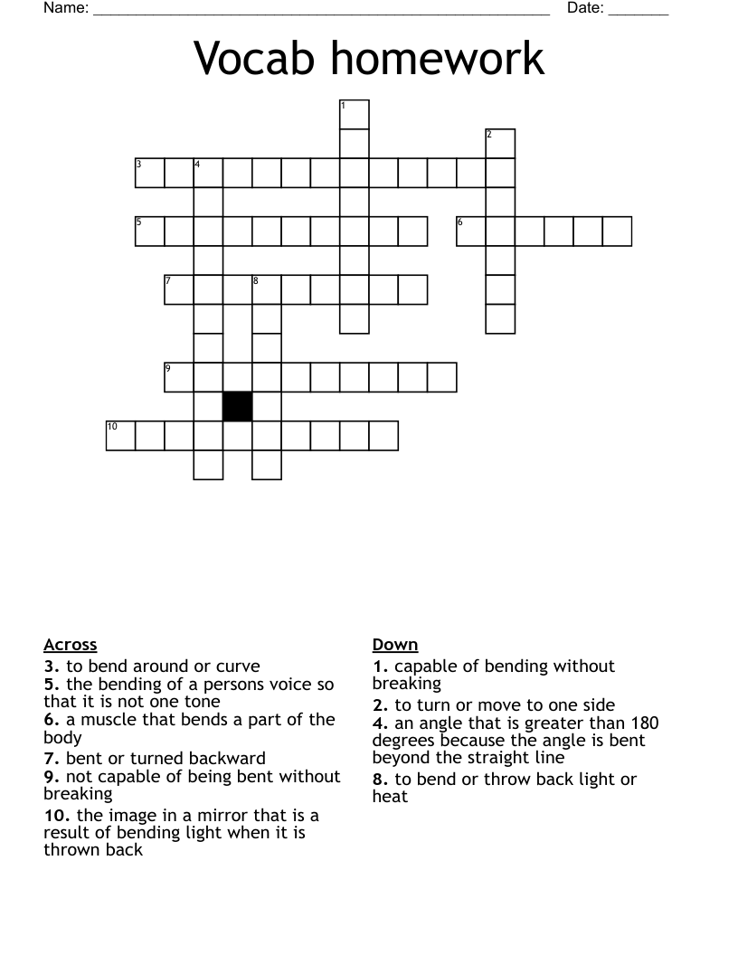 Vocab homework Crossword WordMint