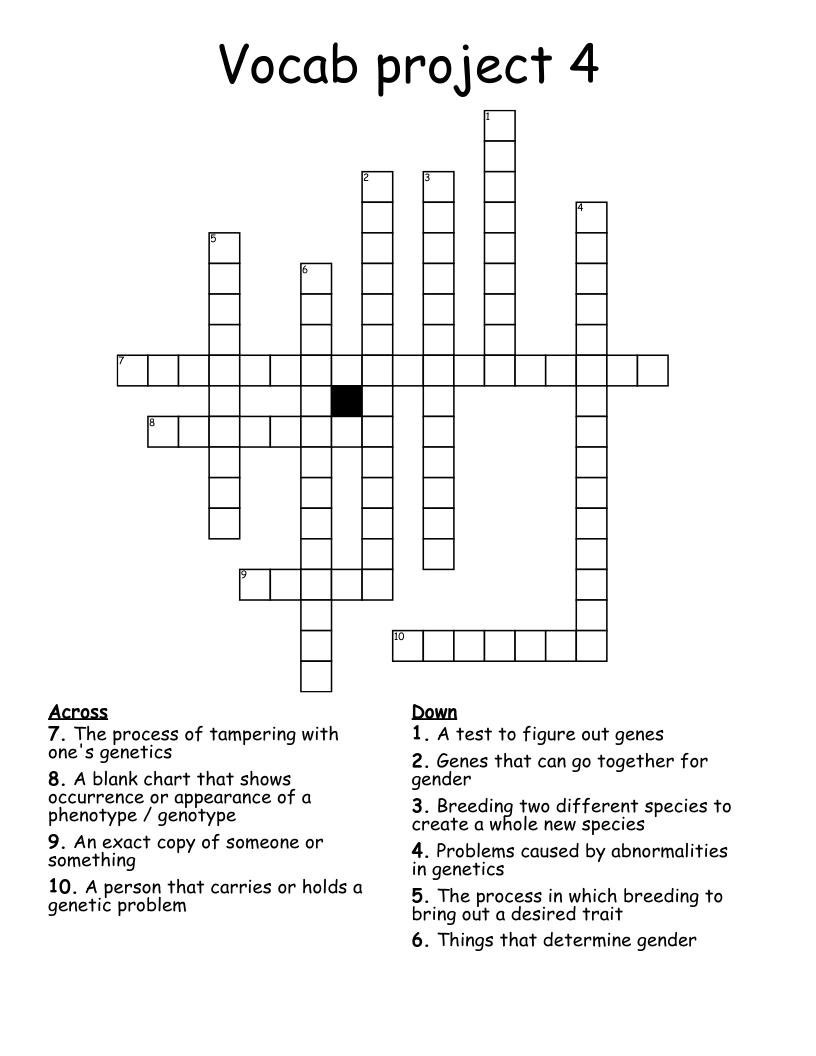 Vocab project 4 Crossword WordMint