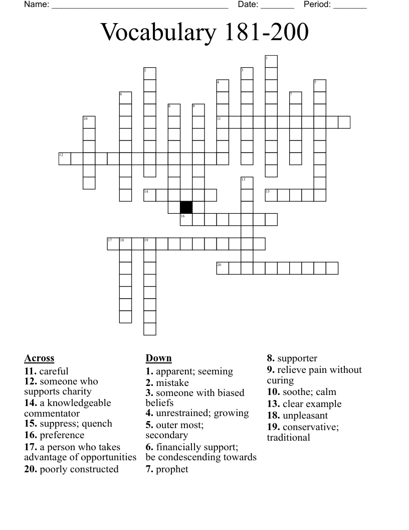 Vocabulary 181200 Crossword WordMint