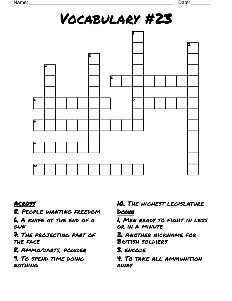 Vocabulary 23 Crossword WordMint