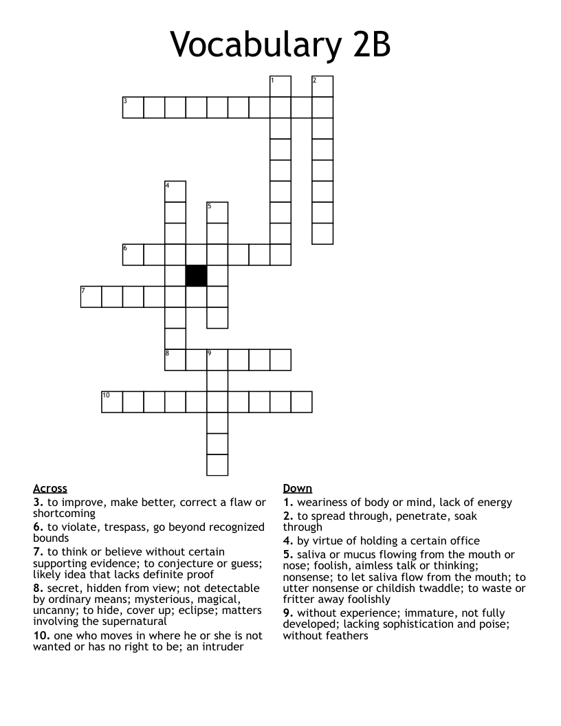 Vocabulary 2B Crossword WordMint