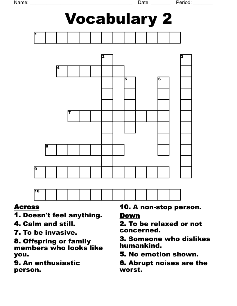 Vocabulary 2 Crossword WordMint
