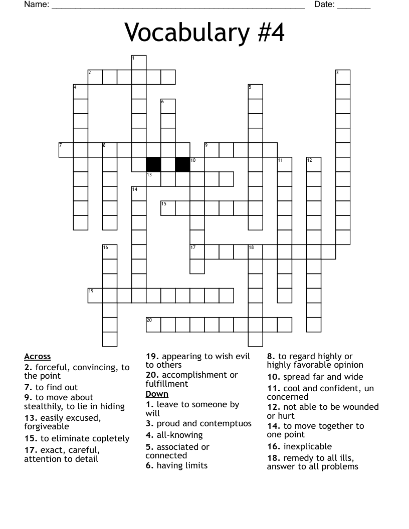 Vocabulary 4 Crossword WordMint