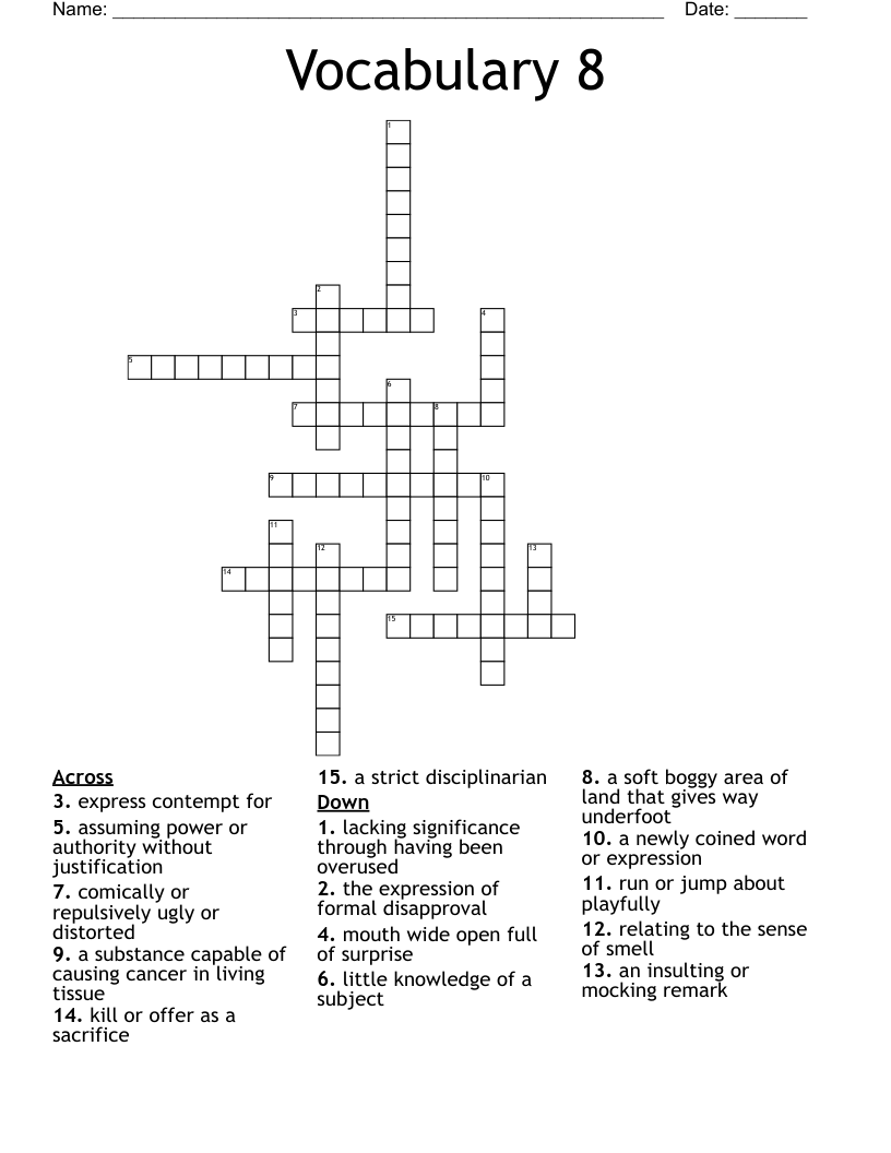 Vocabulary 8 Crossword WordMint