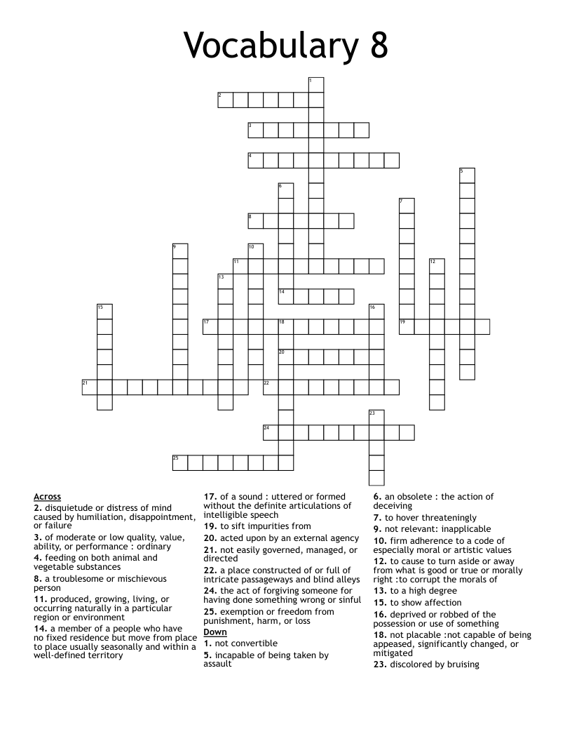 Vocabulary 8 Crossword WordMint