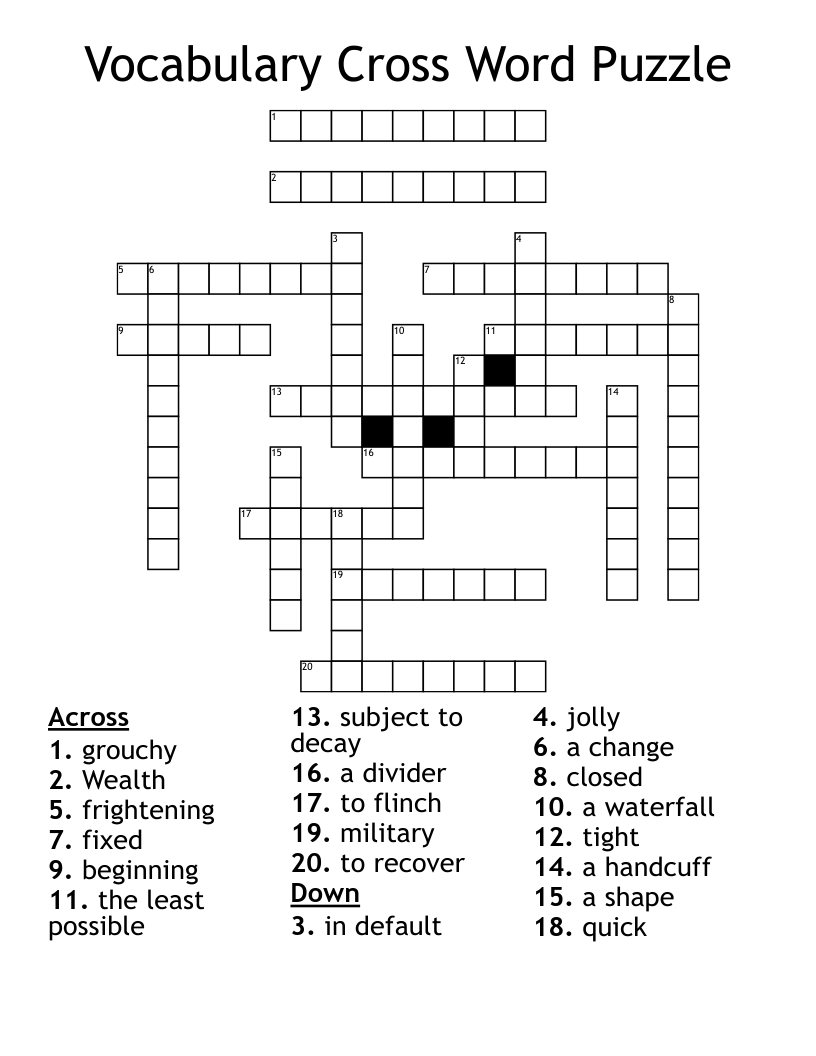 Vocabulary Cross Word Puzzle - WordMint