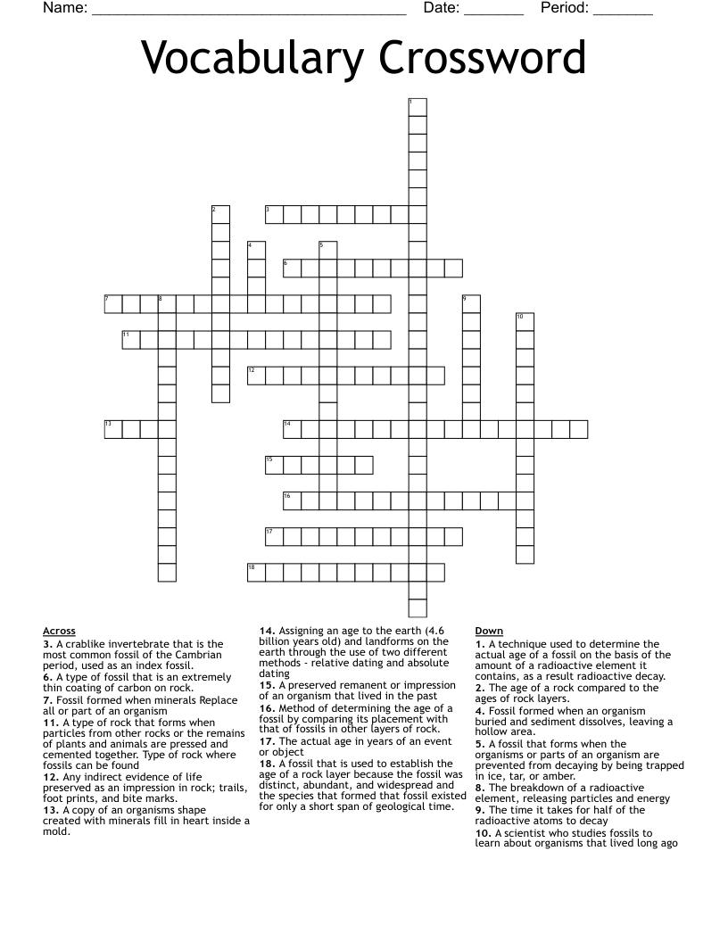 Vocabulary Crossword WordMint