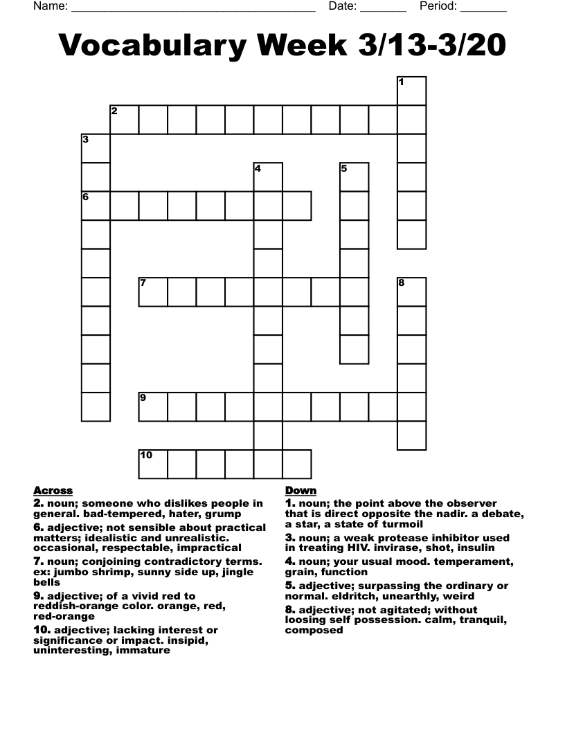 THE DICTIONARY CROSSWARD Crossword WordMint