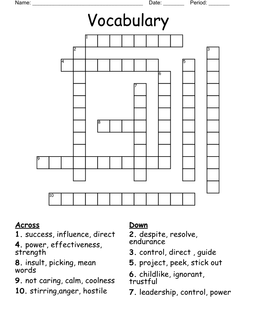 Vocabulary Crossword WordMint