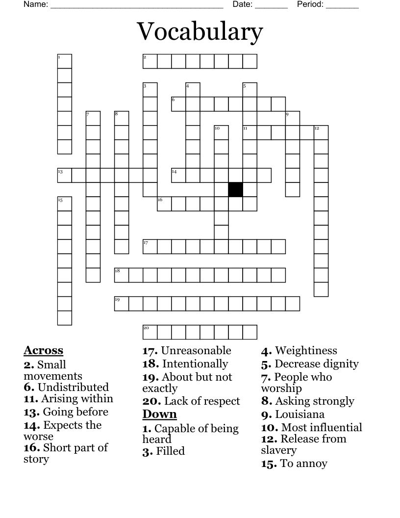 Vocabulary Crossword WordMint