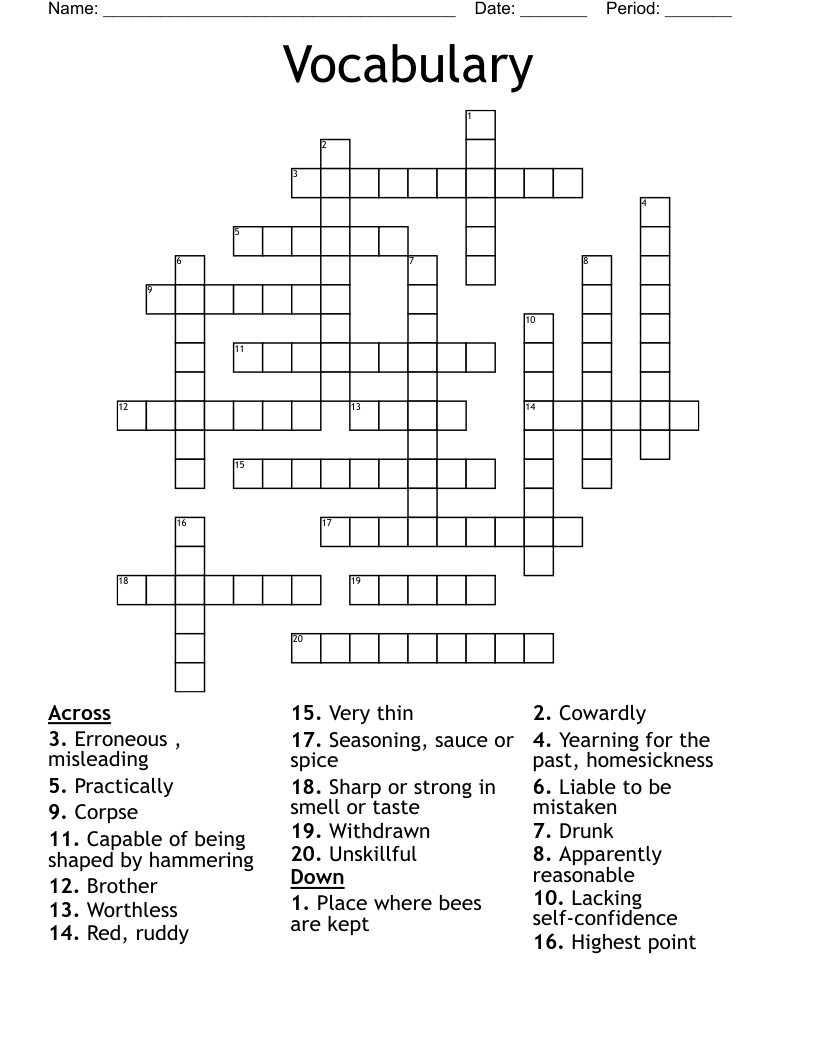 Vocabulary Crossword WordMint
