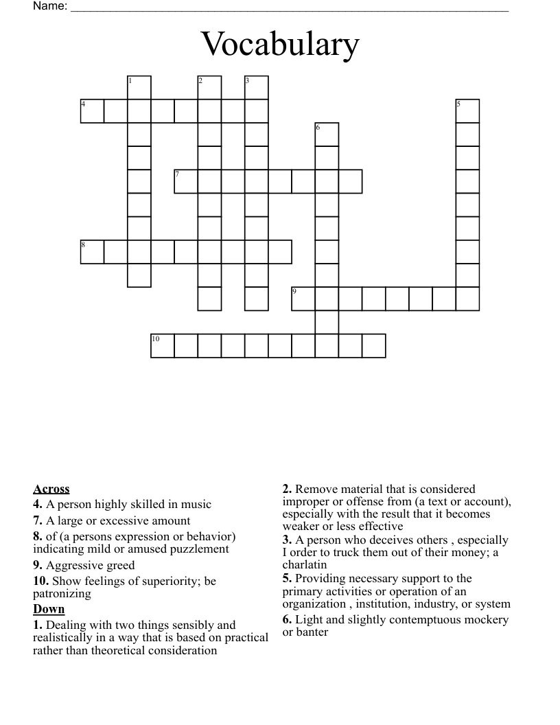 Vocabulary Crossword WordMint