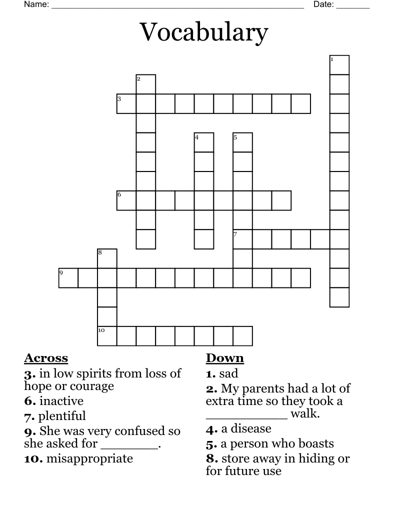 Vocabulary Crossword WordMint