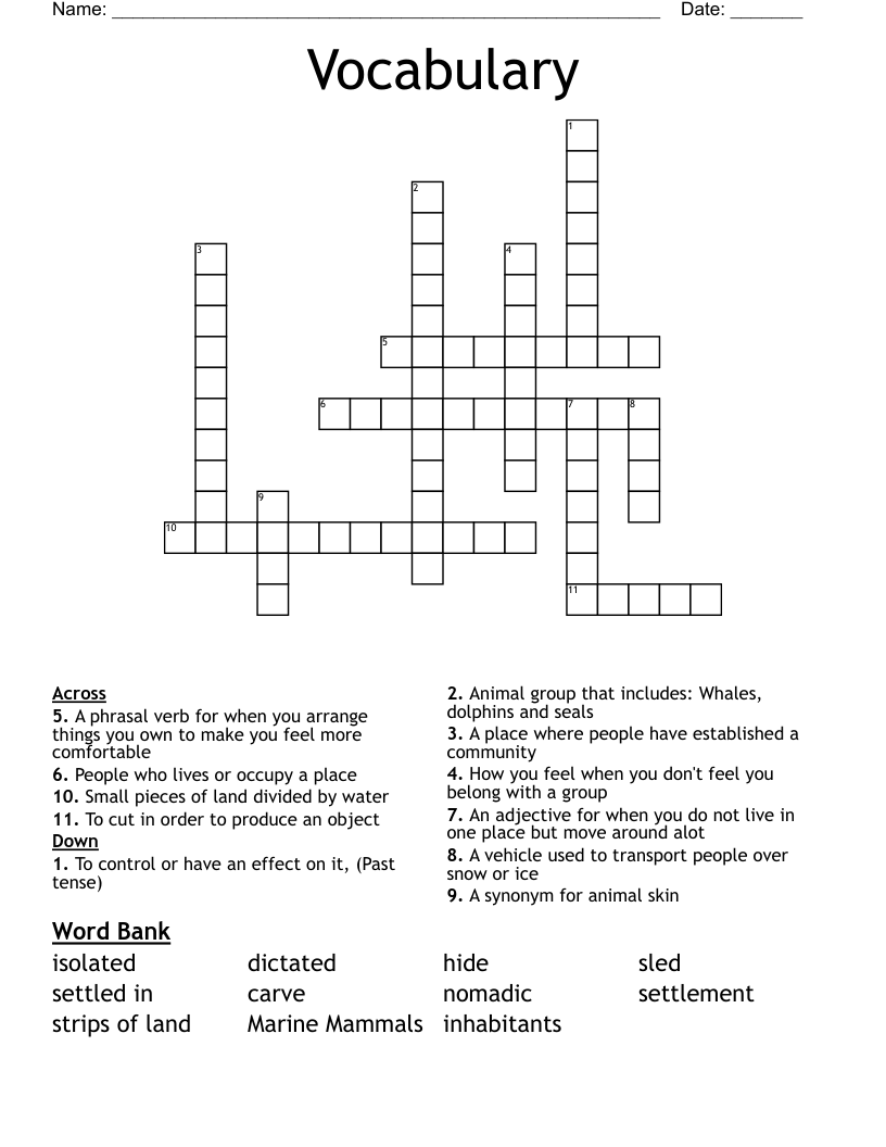Vocabulary Crossword WordMint