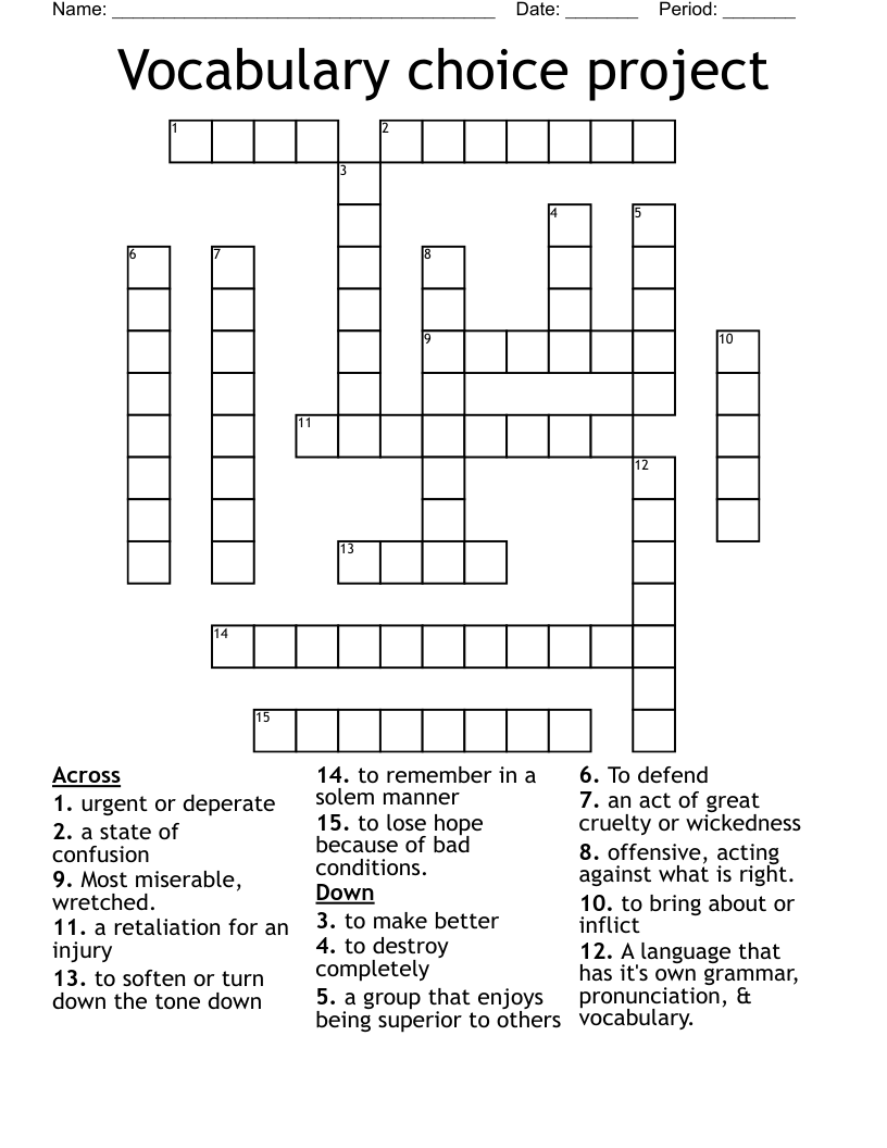 Wordly Wise Lesson 10 Crossword WordMint