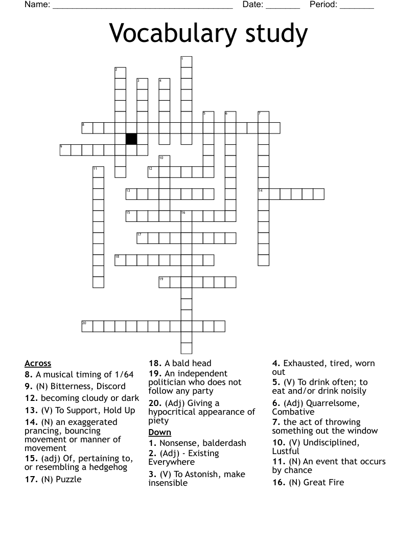 Vocabulary study Crossword WordMint