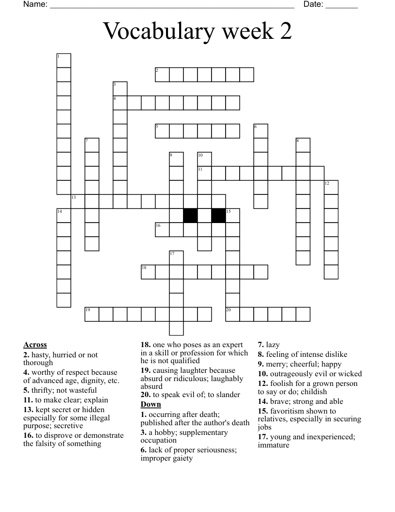 Vocal Words Cross Word Puzzle WordMint
