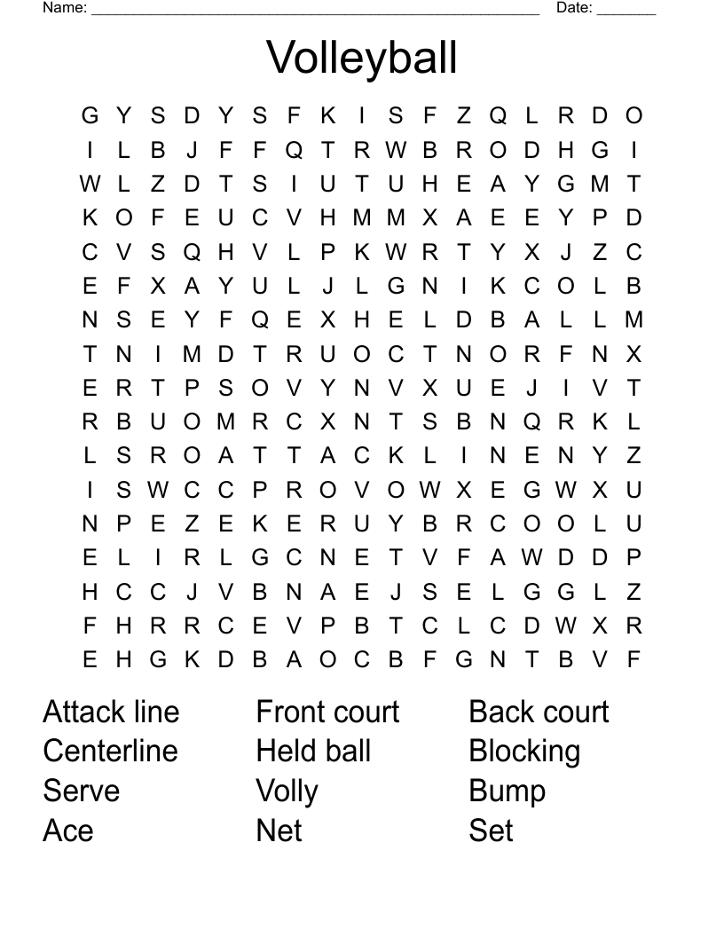 Volleyball Word Search WordMint