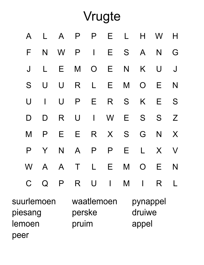 Blokkiesraaisel Crossword WordMint