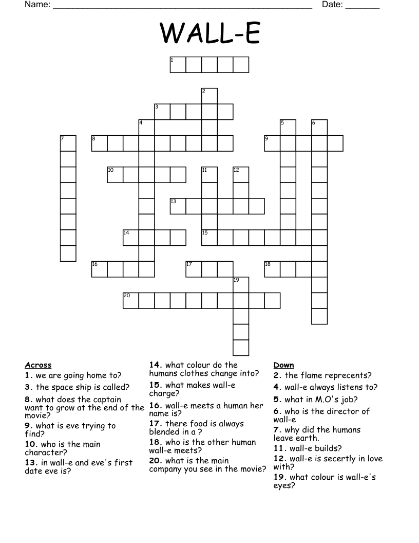 WALLE Word Search WordMint