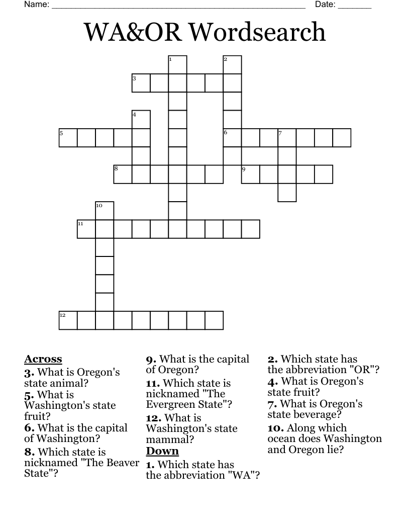 Washington Dc Word Search Printable