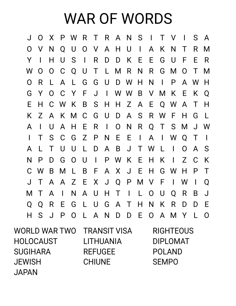 WAR OF WORDS Word Search - WordMint