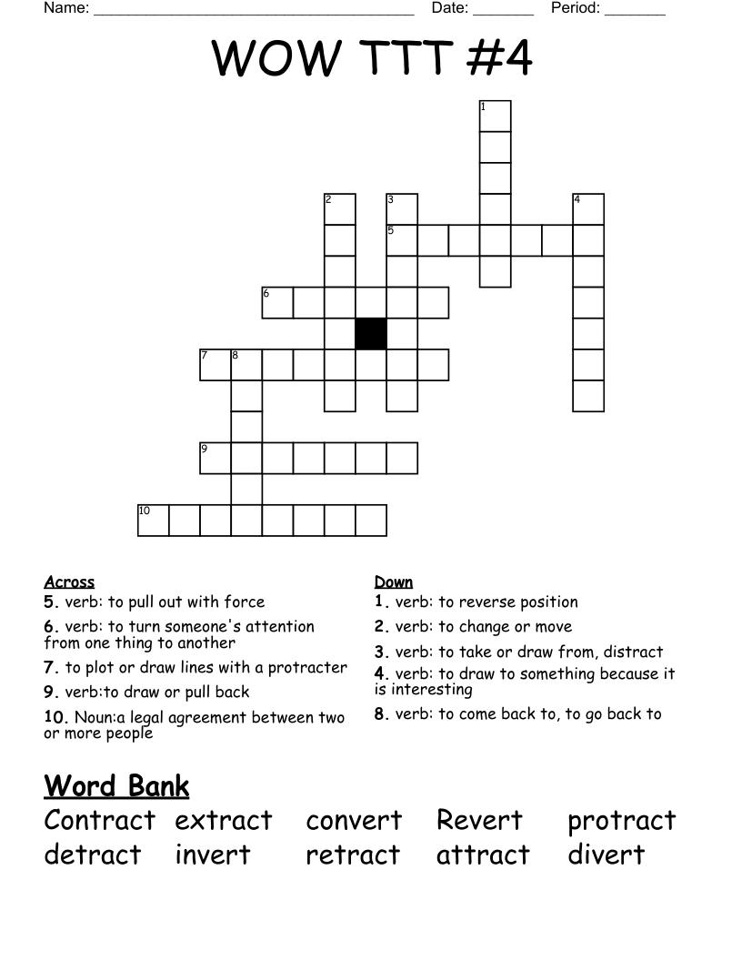 WOW TTT 4 Crossword WordMint