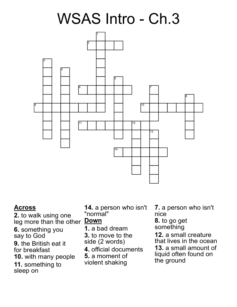 WSAS Intro Ch.3 Crossword WordMint