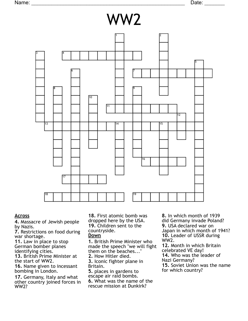 WW2 Crossword WordMint