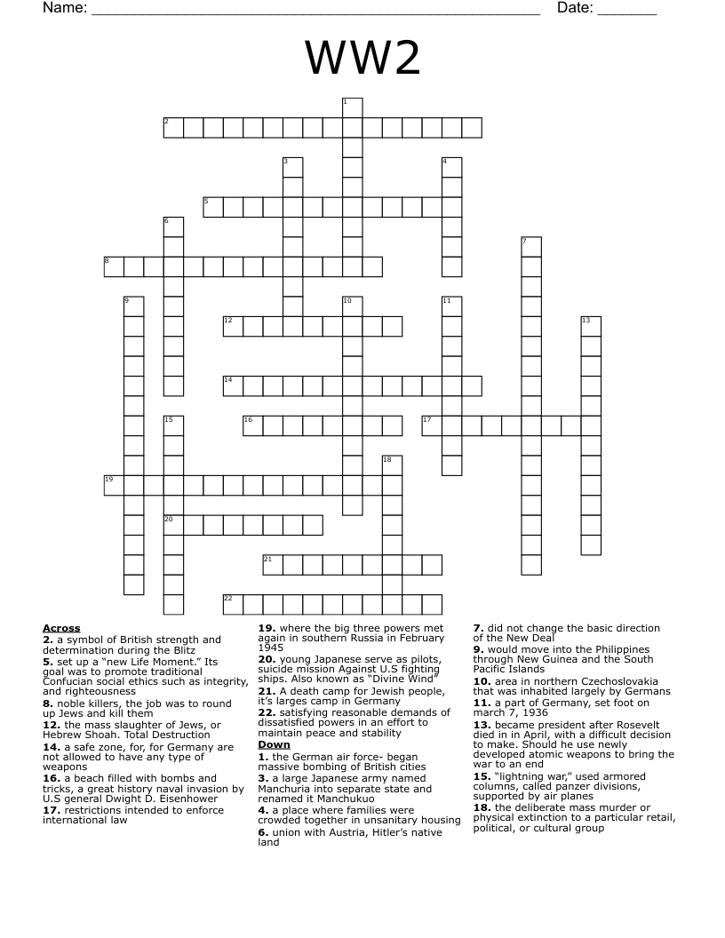 WW2 Crossword WordMint