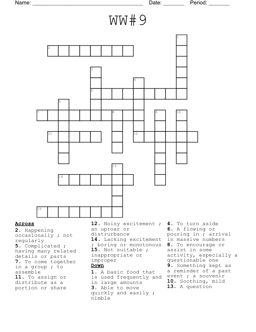 lesson 9 Crossword WordMint