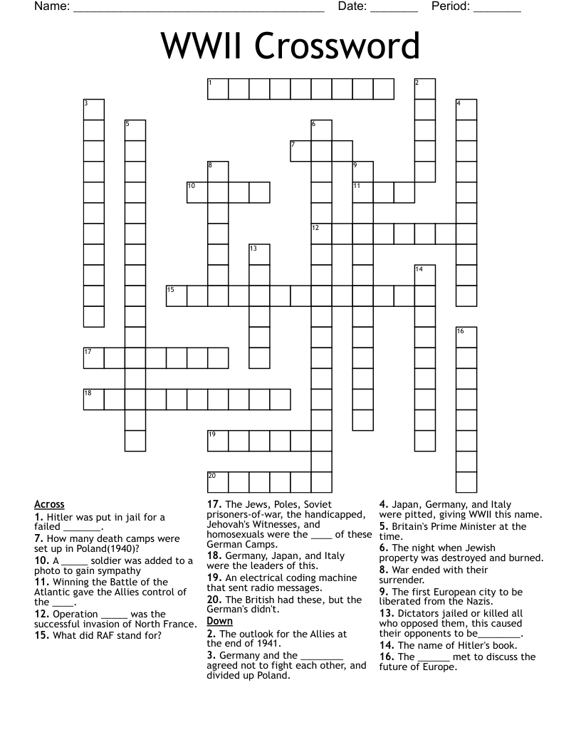 WWII Crossword WordMint