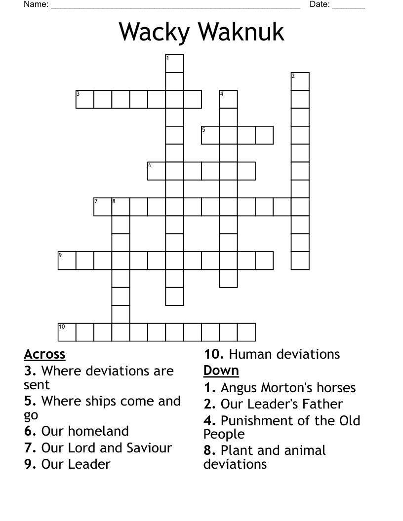 Wacky Waknuk Crossword WordMint