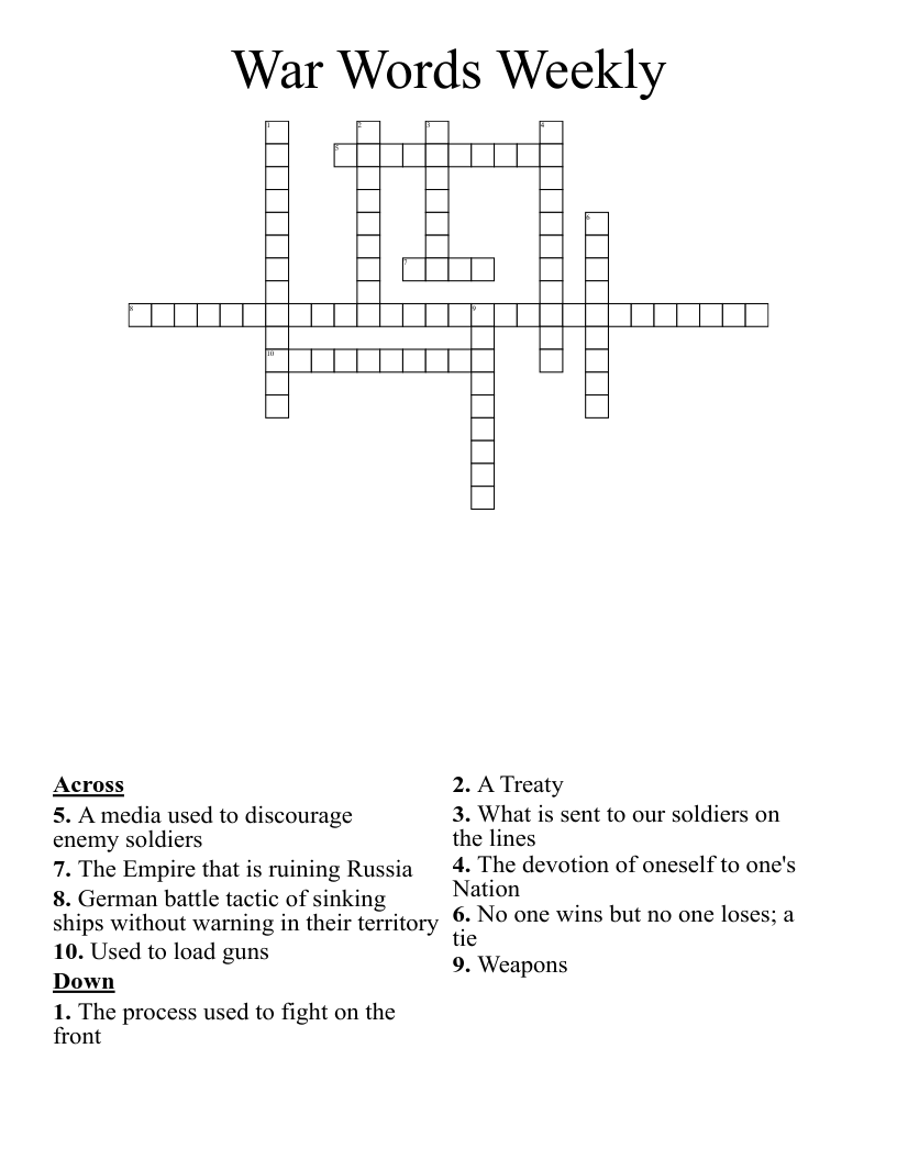 War Words Weekly Crossword - WordMint