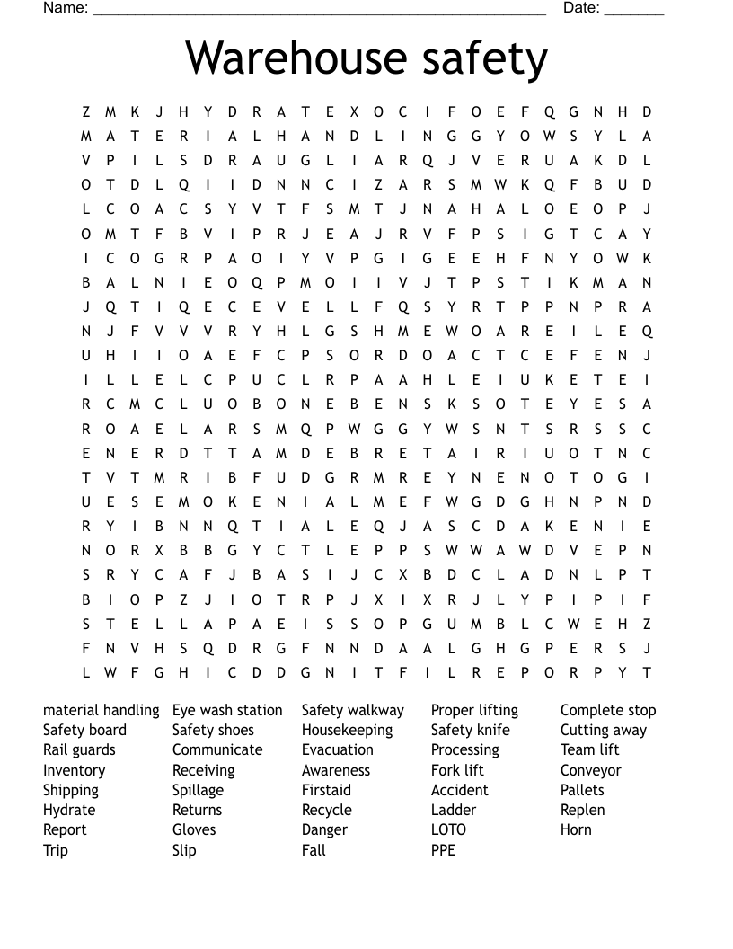 Occupational Health & Safety Crosswords, Word Searches, Bingo Cards