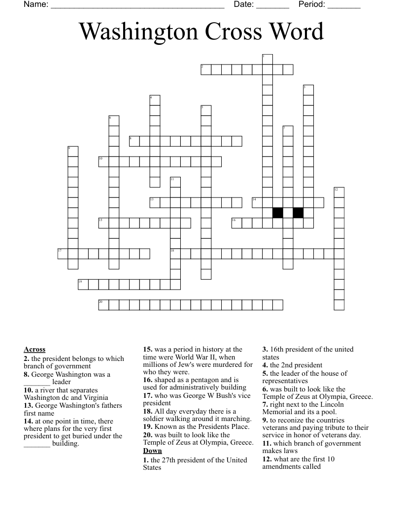Washington Cross Word WordMint(06)