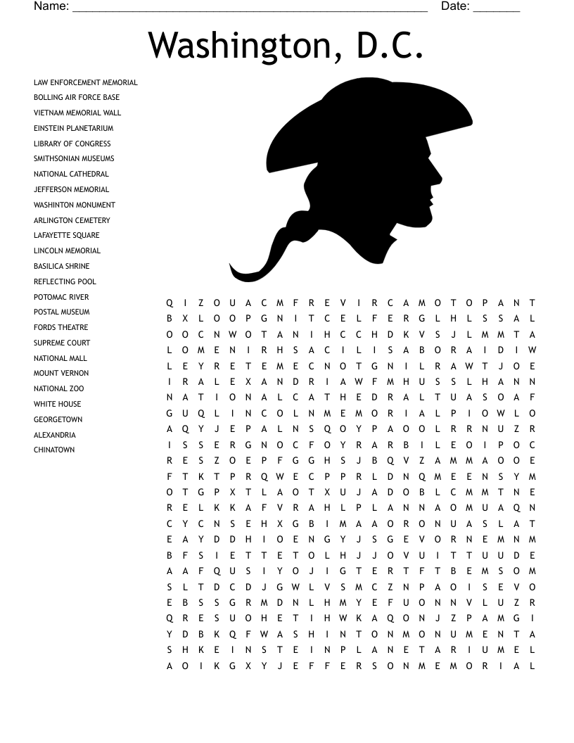 Washington, D.C. Crossword Puzzle WordMint