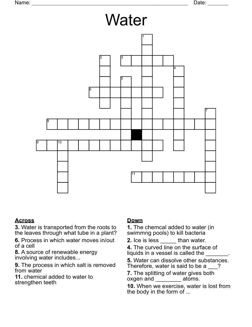 Water Crossword WordMint