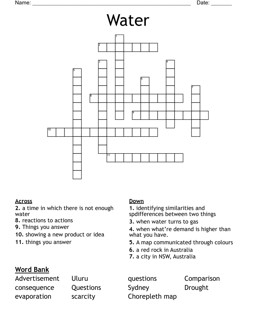 Water Crossword WordMint